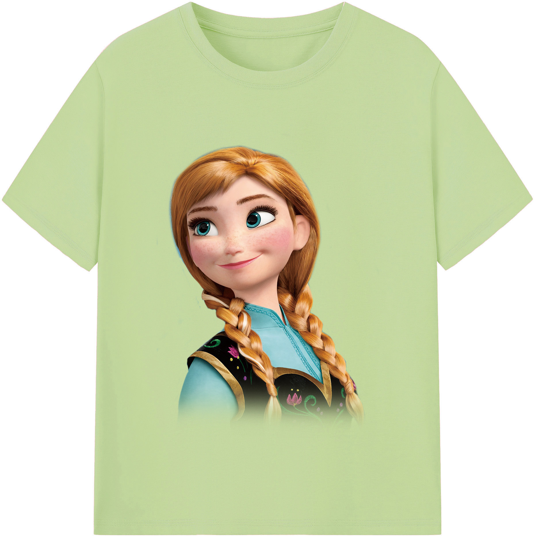 （画像用） アナと雪の女王 アンナ エルサ Frozen Anna Elsa 綿100％半袖Tシャツ（フロントプリント）